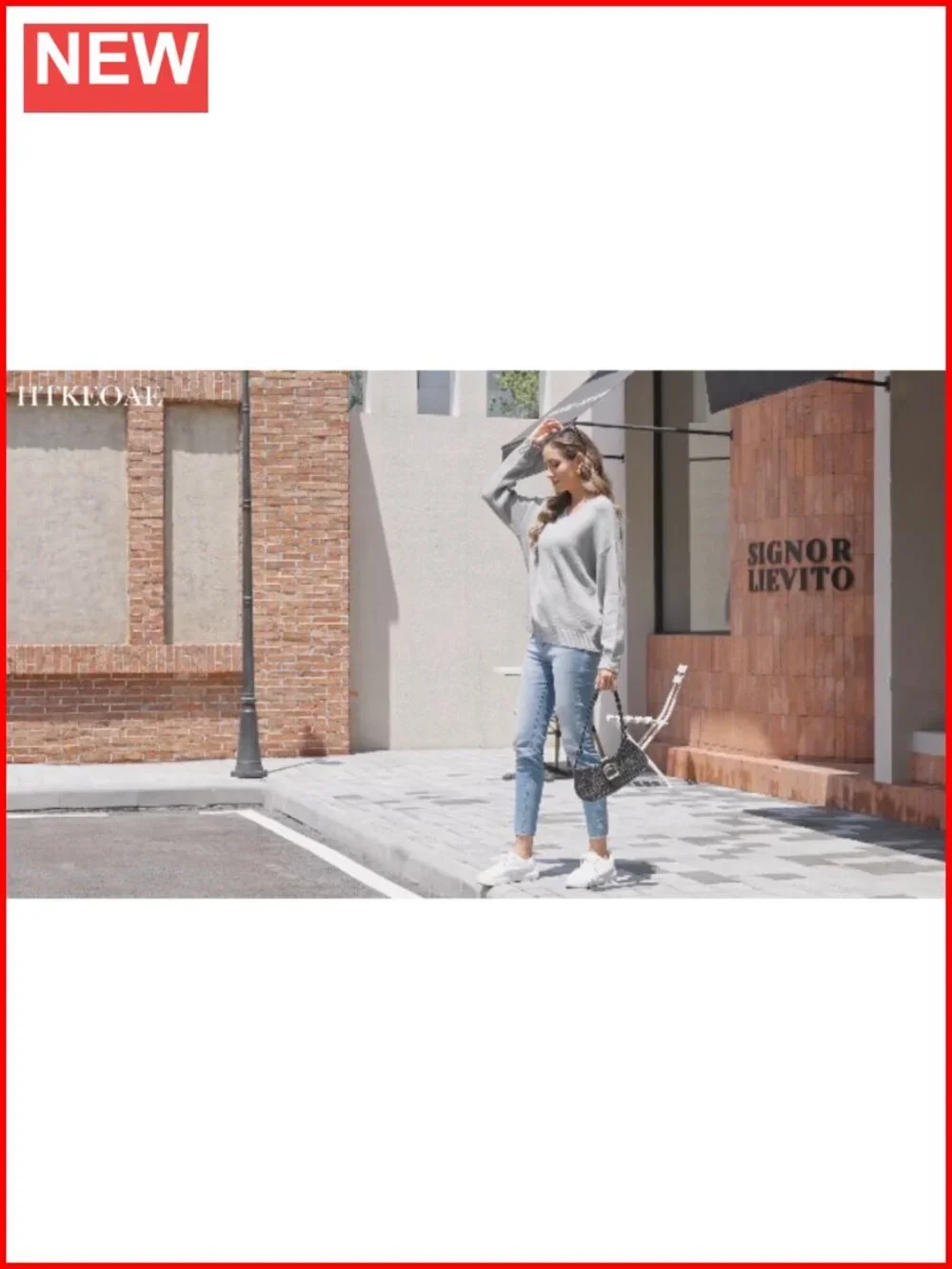 Oversized Cashmere Blend V Neck Pullover Sweater